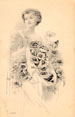 Black and white drawing of a lady